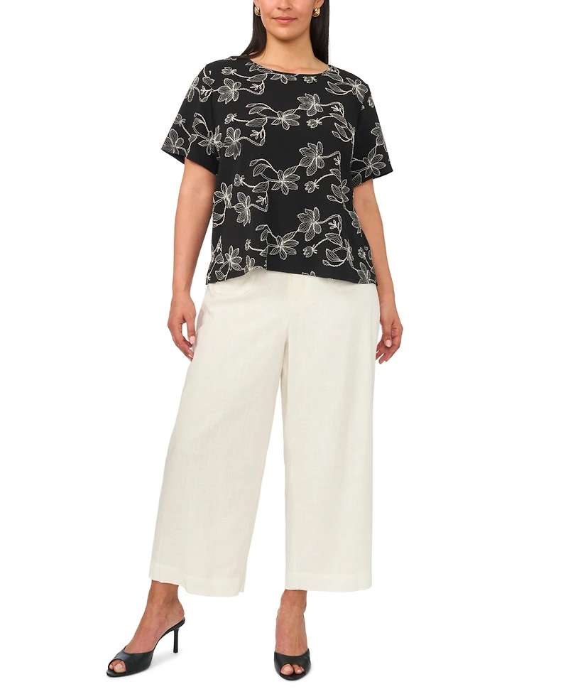Vince Camuto Plus Crewneck Short-Sleeve Top