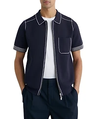 Reiss Men's Blake Stitch-Detail Zip-Through Knit Shirt
