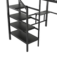Streamdale Furniture Queen Loft Bed with Foldable Desk, Charging Station, and Storage Staircase