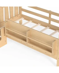 Streamdale Furniture Twin Size Floor Bed with Storage Bookcases and Stairs