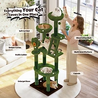 Streamdale Furniture 72in Cactus Cat Tree With Transparent Capsule, Scratching Posts And Perches