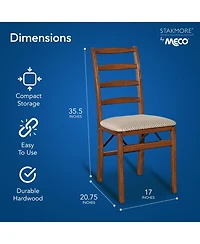 Meco Stakmore Shaker Ladderback Upholstered Seat Folding Chairs, Cherry (2 Pack)
