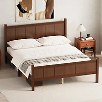 Streamdale Furniture Minimalist Queen Flat Panel Platform Bed with Wood Grain Finish