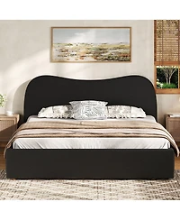 Streamdale Furniture Queen Size Upholstered Platform Bed with Wooden Slats