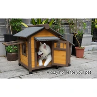 Streamdale Furniture Solid Wood Dog House: Cozy, Insulated Outdoor Shelter for Small and Medium Dogs
