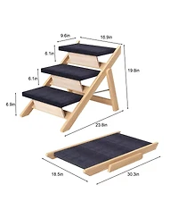Streamdale Furniture 2-In-1 Foldable Wooden Pet Stairs And Ramp for Dogs And Cats, 3 Steps