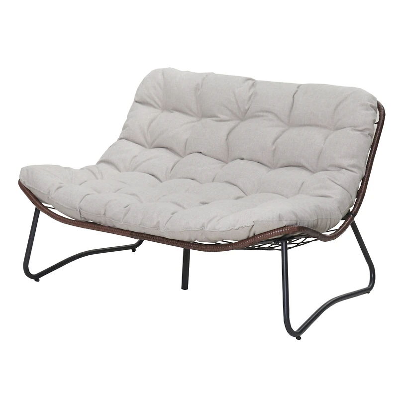 Streamdale Furniture All-Weather Wicker Patio Loveseat with Thick Cushions