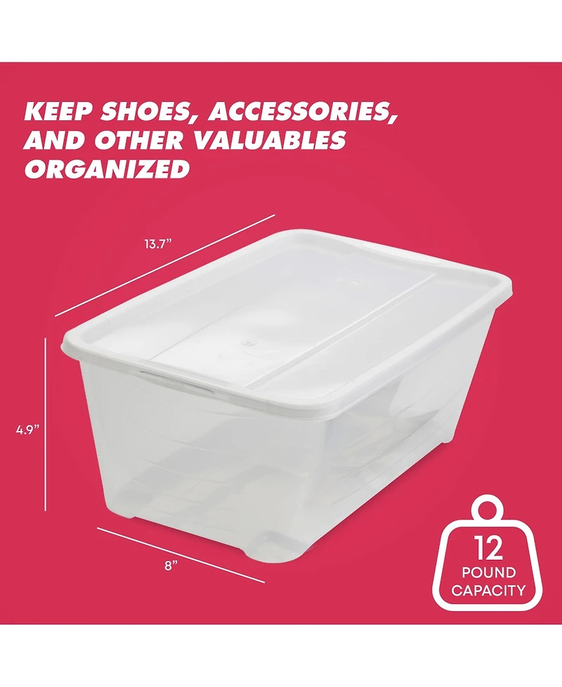 Life Story 6L Shoe and Closet Storage Box Stacking Containers, Clear (10 Pack)