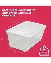 Life Story 6L Shoe and Closet Storage Box Stacking Containers, Clear (10 Pack)