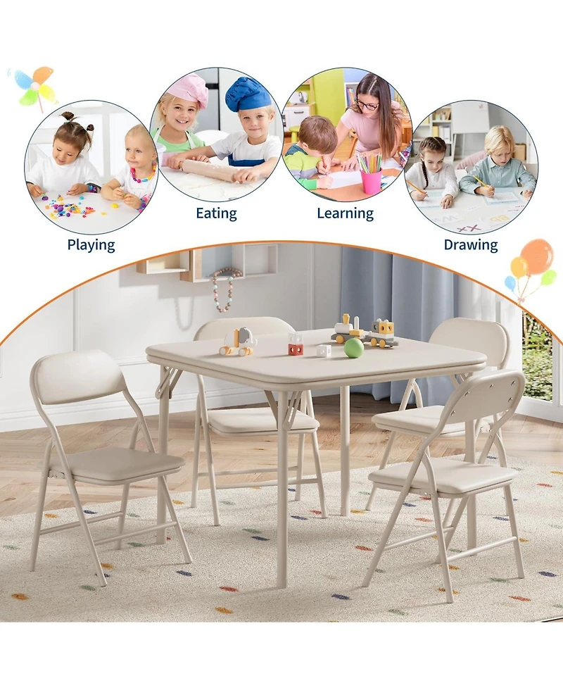 homfan 6 Piece Folding Kids Chairs Set, Children Activity Chairs Set for Dining Room,Daycare,Classrooms