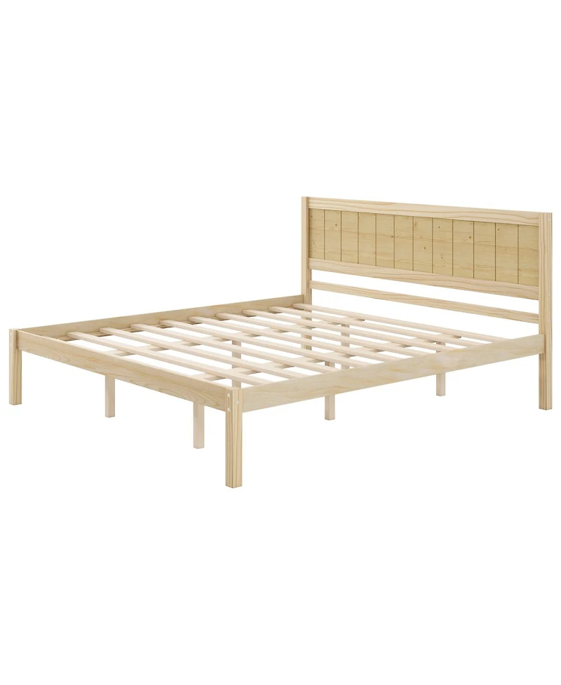 Streamdale Furniture King Wood Platform Bed Frame with Headboard, No Box Spring Needed