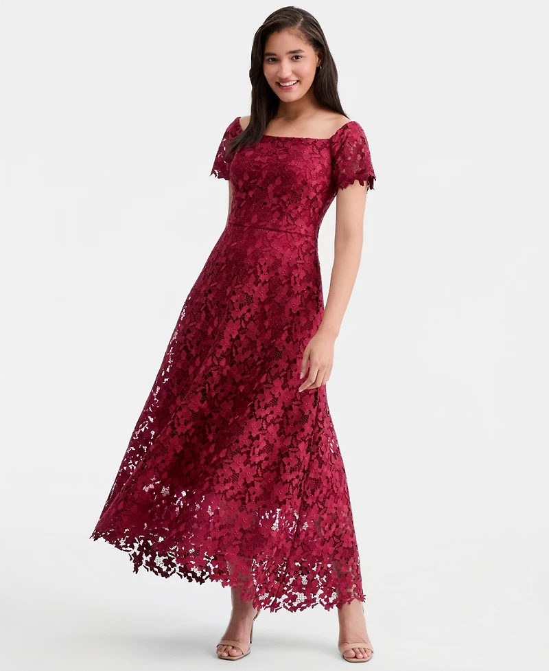Xscape Women's Off-The-Shoulder Embroidered Floral Ball Gown
