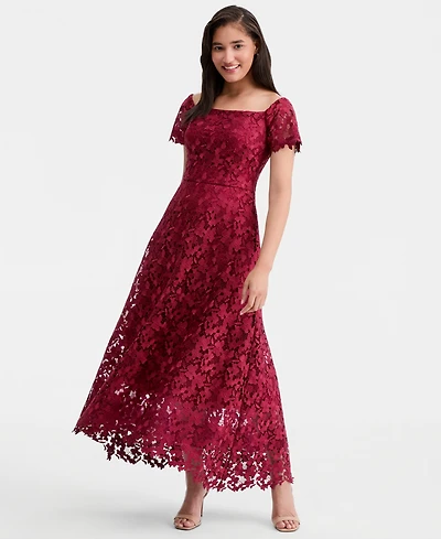 Xscape Women's Off-The-Shoulder Embroidered Floral Ball Gown