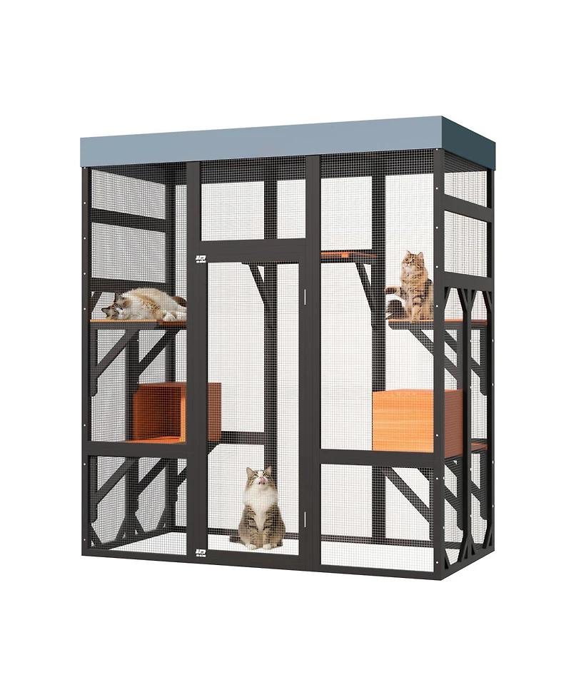Streamdale Furniture Large Outdoor Cat Enclosure With 5 Platforms And 2 Napping Houses