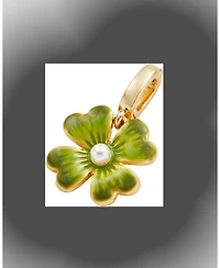 Fable England Gold Lucky Clover and Pearl Charm Bracelet