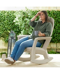 Semco Plastics Rockaway Heavy Duty Resin All-Weather Outdoor Rocking Chair, Tan