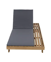 Streamdale Furniture Acacia Wood Lounge Chaise Set with Water-Resistant Dark Cushions