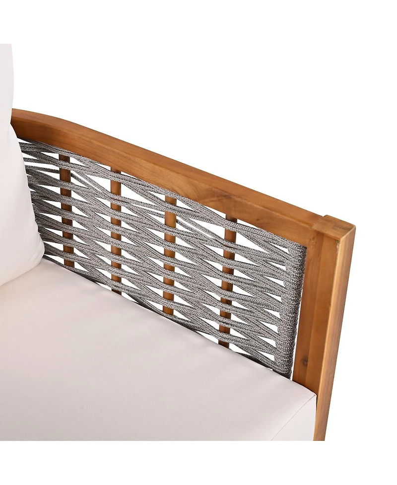 Streamdale Furniture Outdoor Woven Rope Armchair with Acacia Wood Frame and Cushions
