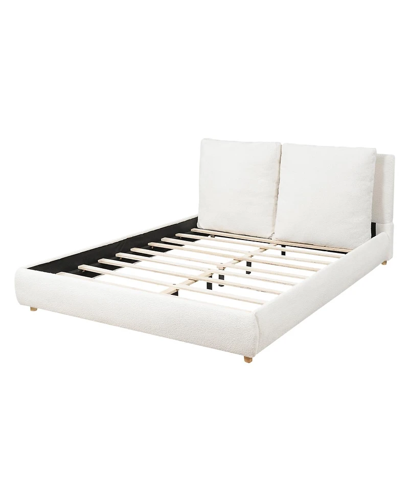 Streamdale Furniture Queen Size Upholstered Bed Frame With Removable Pillow Headboar