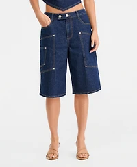 Bar Iii Women's Denim Cargo Shorts, Macy's Exclusive