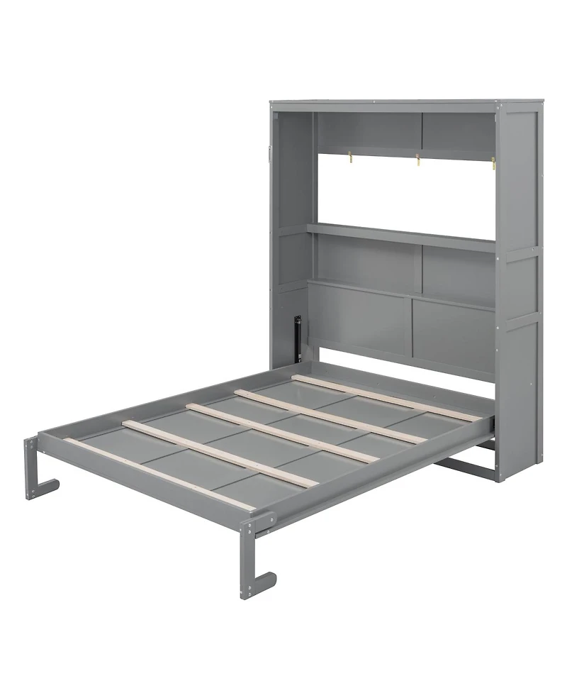 Streamdale Furniture Queen Size Murphy Bed Wall Bed With Shelves