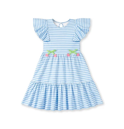 Florence Eiseman Big Girls Stripe Knit Dress With Heart Cherries