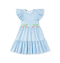 Florence Eiseman Big Girls Stripe Knit Dress With Heart Cherries