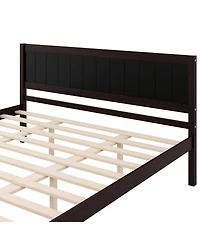 Streamdale Furniture King Espresso Platform Bed Frame with Headboard and Wood Slats