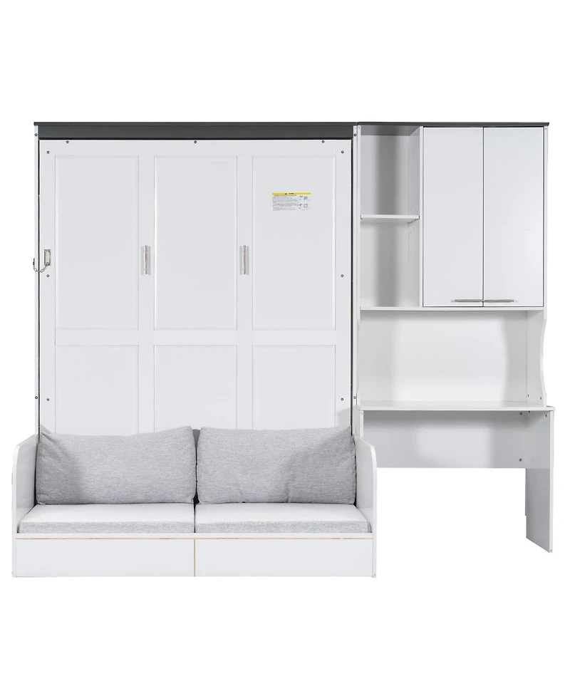 Streamdale Furniture Multi-Functional Murphy Bed With Sofa, Desk, And Storage - Queen Size
