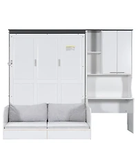 Streamdale Furniture Multi-Functional Murphy Bed With Sofa, Desk, And Storage - Queen Size