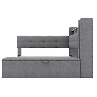 Streamdale Furniture Upholstered Daybed With Storage, Drawers, Usb, Led Lights, And Shelves