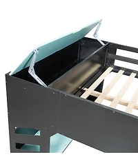 Streamdale Furniture Full Size Wood Loft Bed with Desk, Storage