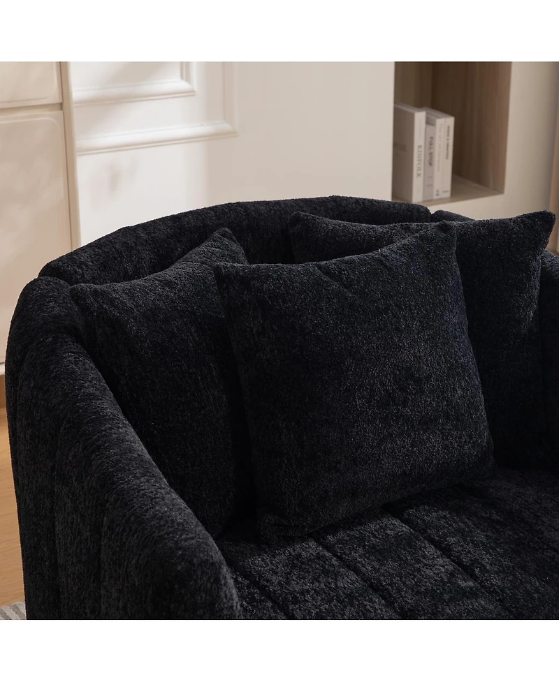 Streamdale Furniture Oversized Swivel Barrel Chair and Half with Storage Ottoman