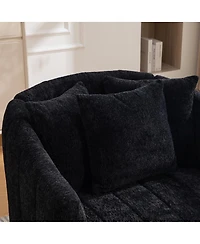 Streamdale Furniture Oversized Swivel Barrel Chair and Half with Storage Ottoman