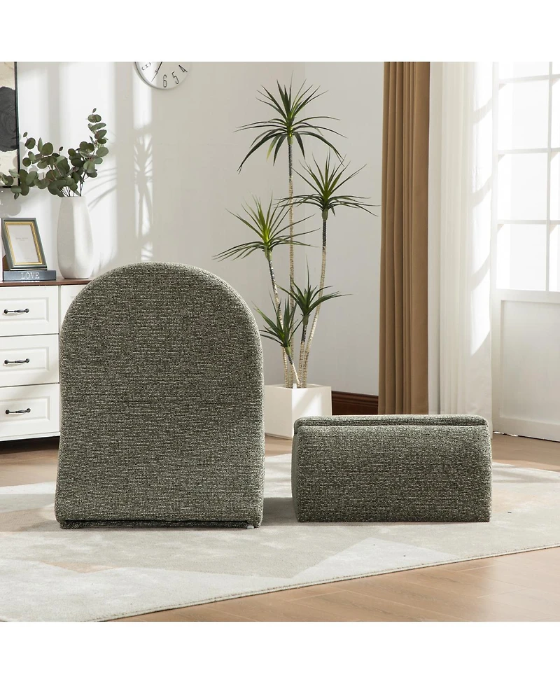 Streamdale Furniture Modern Upholstered Armless Chair with Storage Ottoman