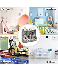 homfan Kids Toy and Book Storage Organizer with Open Compartments and Tiltable Bins, Two-Tier Bookshelf with Anti-Tip Safety, Easy Assembly