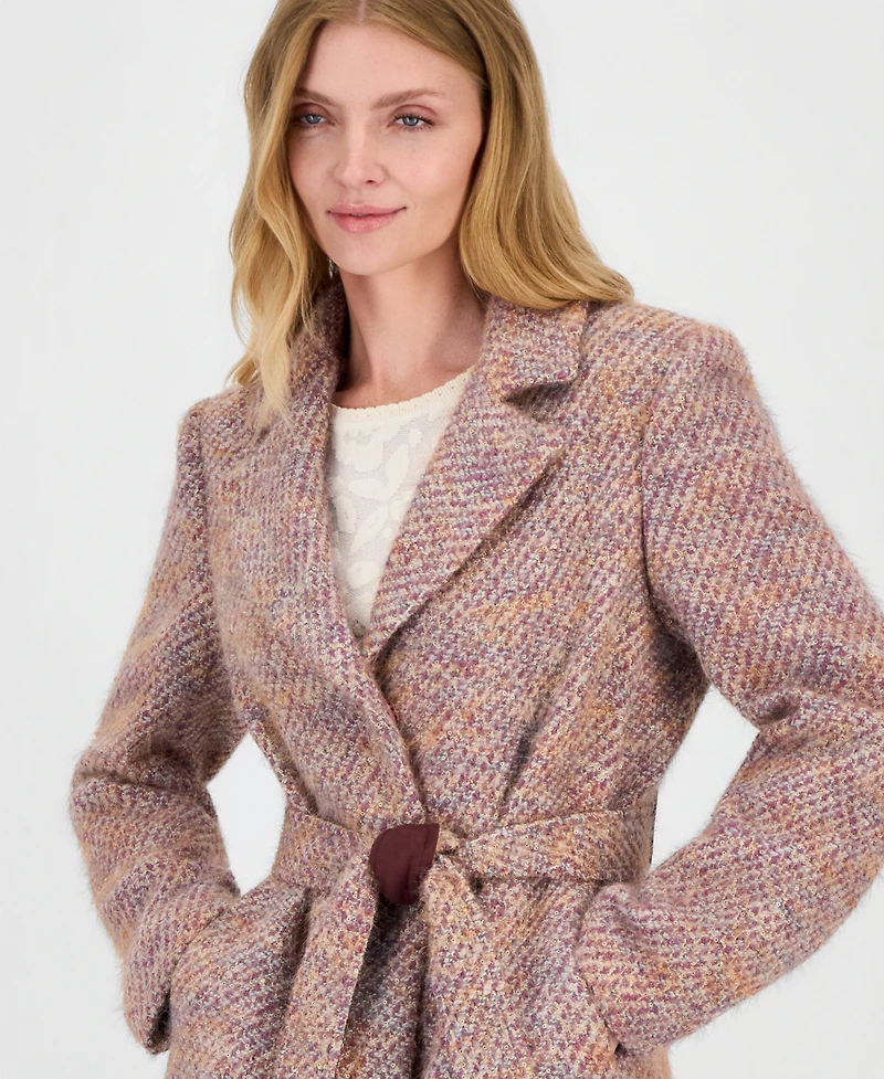 CeCe Women's Single-Breasted Multi-Sequin Wrap Coat
