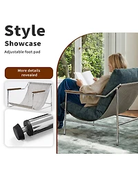 Rainsken Modern Single Reading Accent Chair, Comfy Chenille Sofa Chair, Corner Balcony Armchair, Metal Frame, for Living Room Bedroom Home Belcony