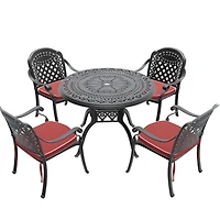 Streamdale Furniture 5-Piece Cast Aluminum Patio Furniture Set with Cushions