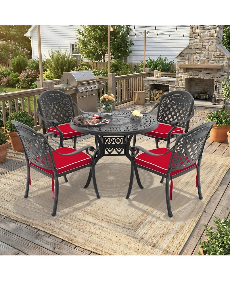 Streamdale Furniture 5-Piece Cast Aluminum Patio Furniture Set with Cushions