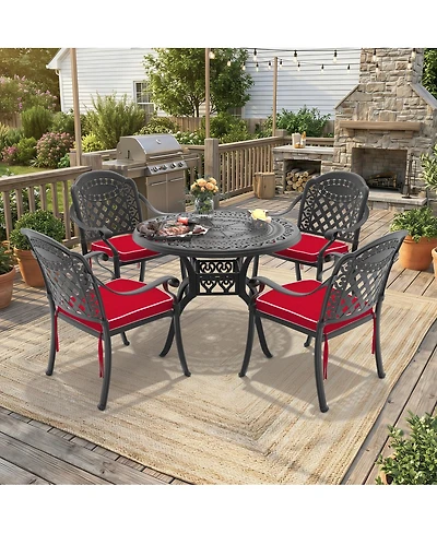 Streamdale Furniture 5-Piece Cast Aluminum Patio Furniture Set with Cushions