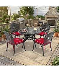 Streamdale Furniture 5-Piece Cast Aluminum Patio Furniture Set with Cushions