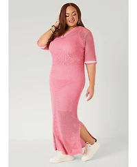 Ashley Stewart Women's Open Knit Maxi Dress