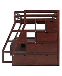 Streamdale Furniture Loft Bed with 7 Drawers 2 Shelves and Desk
