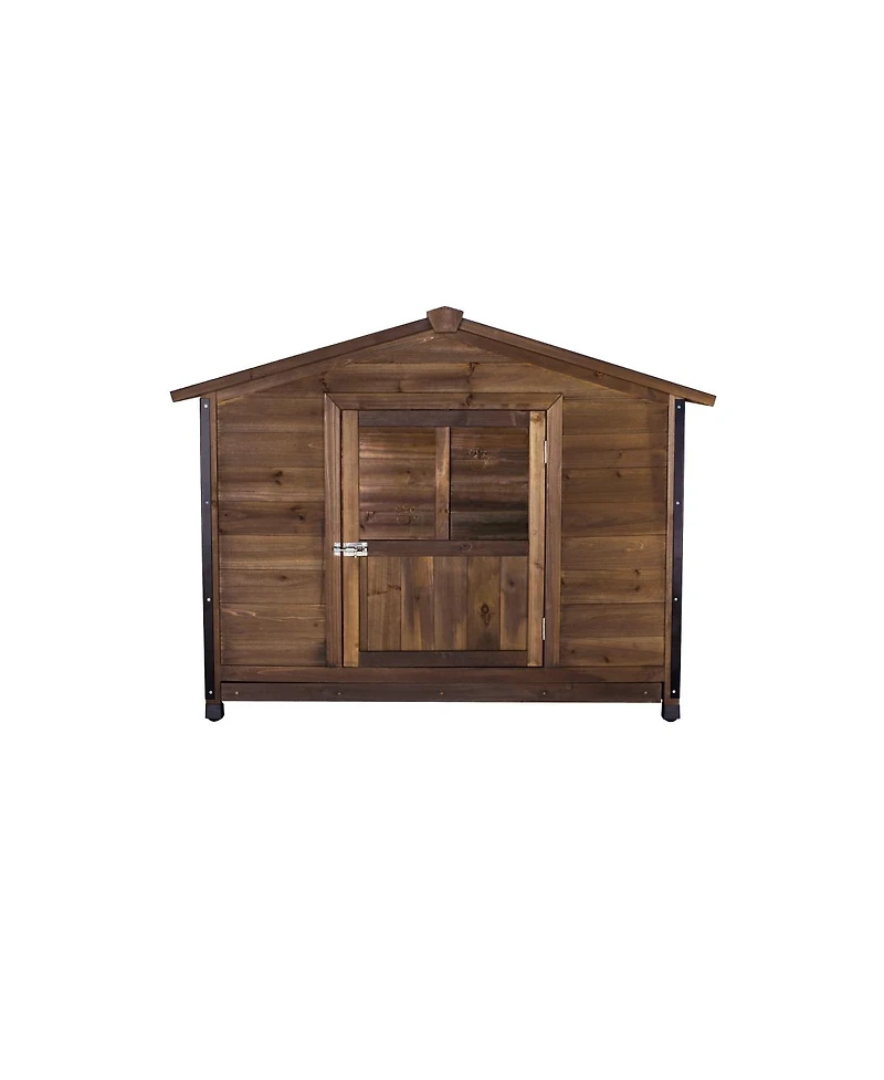 Streamdale Furniture Large Wooden Cabin-Style Dog Kennel with Iron Frame