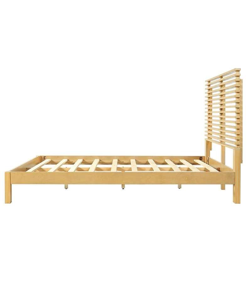 Streamdale Furniture Premium Solid Wood Platform Bed Frame with Slat Headboard