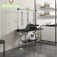 Streamdale Furniture 47 Inch Foldable Stainless Steel Dog Grooming Table with Adjustable Arms and Tray