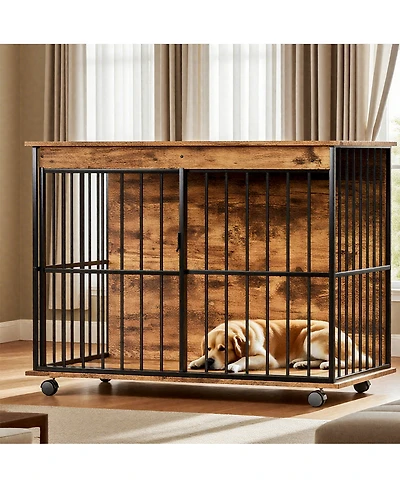 Streamdale Furniture Large Wooden Dog Crate Furniture with Tray for Medium to Large Dogs