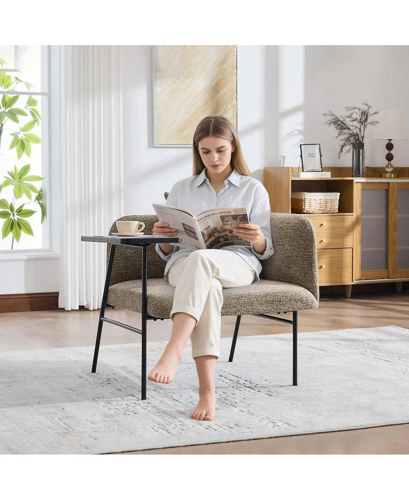 Streamdale Furniture Modern Upholstered Lounge Chair with Side Table and Storage Pockets