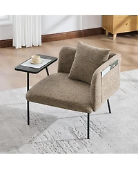 Streamdale Furniture Modern Upholstered Lounge Chair with Side Table and Storage Pockets